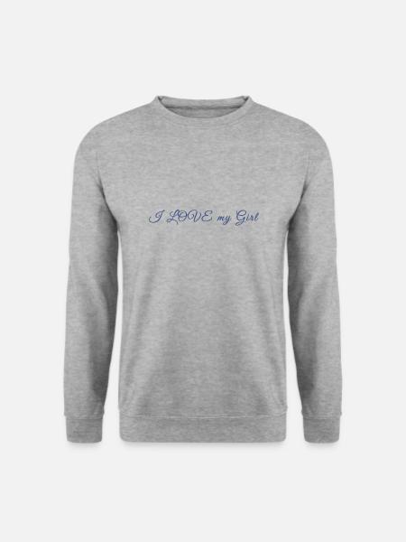 I LOVE my Girl - Unisex Pullover - Weißgrau meliert