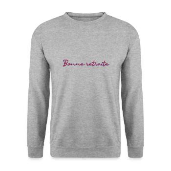 RETRAITE. RETRAITE. RETRAITEE. RETRAITE - Sweat-shirt Unisexe - gris chiné - Devant - Alina (178cm) & Michal (187cm)