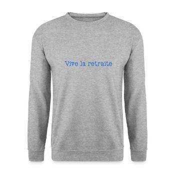 RETRAITE. RETRAITE. RETRAITEE. RETRAITE - Sweat-shirt Unisexe - gris chiné - Devant - Alina (178cm) & Michal (187cm)
