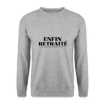 enfin retraité, retraite - Sweat-shirt Unisexe - gris chiné - Devant - Alina (178cm) & Michal (187cm)