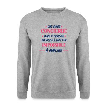 sUPER concierge - Sweat-shirt Unisexe - gris chiné - Devant - Alina (178cm) & Michal (187cm)