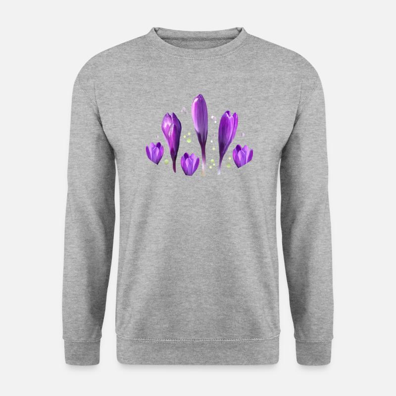 Krokusse - Unisex Pullover - Weißgrau meliert