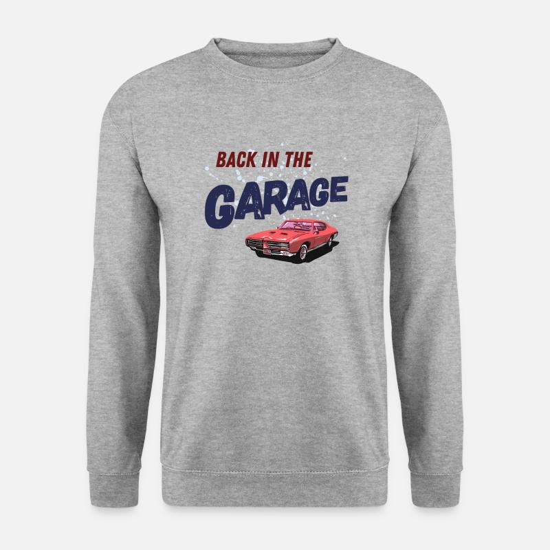 Zurück in der Garage - Unisex Pullover - Weißgrau meliert
