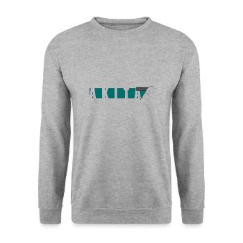 Akita Inu Design - Unisex Pullover - Weißgrau meliert - Vorne - Alina (178cm) & Michal (187cm)
