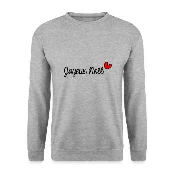 WEIHNACHTEN. FROHE WEIHNACHTEN. FROHE WEIHNACHTEN. WEIHNACHTSMANN - Unisex Pullover - Weißgrau meliert - Vorne - Alina (178cm) & Michal (187cm)