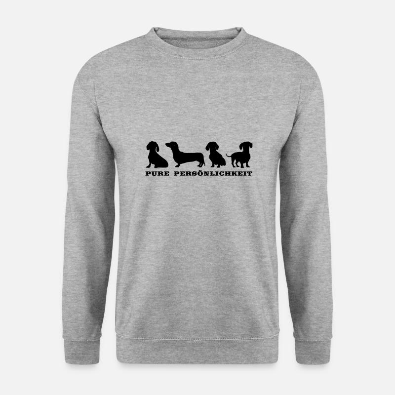 Dackelsilhouetten mit Dackelspruch - Unisex Pullover - Weißgrau meliert