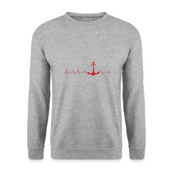 Anchor puls North Sea saying gift lake - Unisex Sweatshirt - salt & pepper - Front - Alina (178cm) & Michal (187cm)