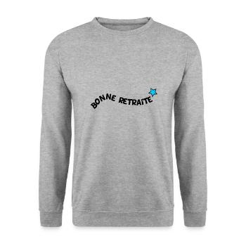 retirement. HAPPY RETIREMENT. HAPPY RETIREMENT - Unisex Sweatshirt - salt & pepper - Front - Alina (178cm) & Michal (187cm)