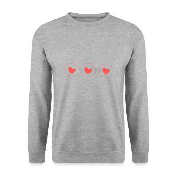 Coeur Cercle Symbole Forme Amour Motif Coeurs Rouge - Sweat-shirt Unisexe - gris chiné - Devant - Alina (178cm) & Michal (187cm)