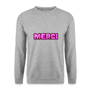 MERCI. MAÎTRESSE. MAÎTRE. MERCI MAÎTRESSE - Sweat-shirt Unisexe - gris chiné - Devant - Alina (178cm) & Michal (187cm)