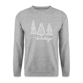 Weihnachten - Tannenbaum - Weihnachtspullover - Unisex Pullover - Weißgrau meliert - Vorne - Alina (178cm) & Michal (187cm)