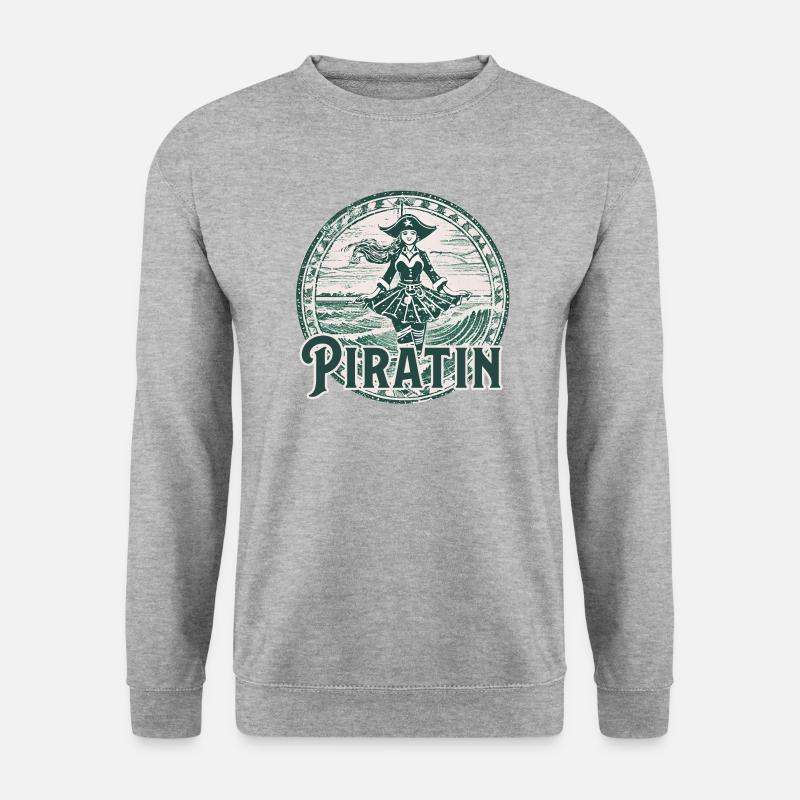 Piratin - Unisex Pullover - Weißgrau meliert