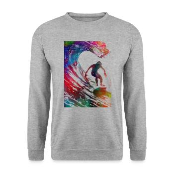 Surfer sport art #surfer #sport - Unisex Sweatshirt - salt & pepper - Front - Alina (178cm) & Michal (187cm)