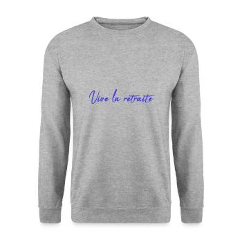 RETIREMENT. HAPPY RETIREMENT. HAPPY RETREAT - Unisex Sweatshirt - salt & pepper - Front - Alina (178cm) & Michal (187cm)