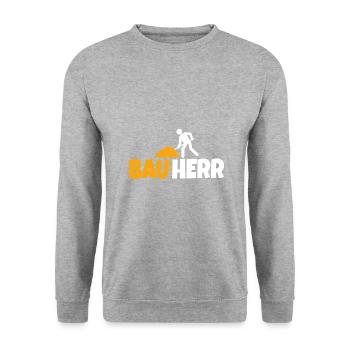 Bauherr Hausbau Eigenheim Richtfest 2022 - Unisex Pullover - Weißgrau meliert - Vorne - Alina (178cm) & Michal (187cm)