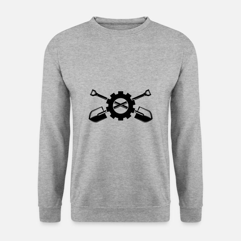 Schaufel - Spaten - Baustelle - Unisex Pullover - Weißgrau meliert