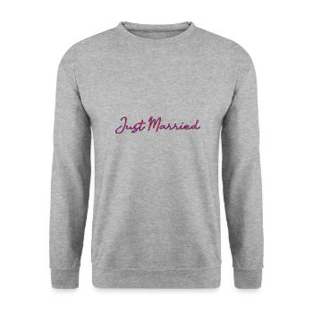 JUST MARRIED. bachelorette party. SAINT VALENTINE. COUPLE - Unisex Sweatshirt - salt & pepper - Front - Alina (178cm) & Michal (187cm)