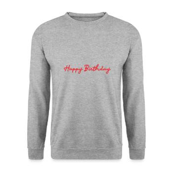 ALLES GUTE ZUM GEBURTSTAG. ALLES GUTE ZUM GEBURTSTAG. JAHRESTAG. - Unisex Pullover - Weißgrau meliert - Vorne - Alina (178cm) & Michal (187cm)