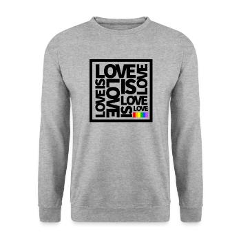 L'amour est l'amour Gay Pride LGBT - Sweat-shirt Unisexe - gris chiné - Devant - Alina (178cm) & Michal (187cm)