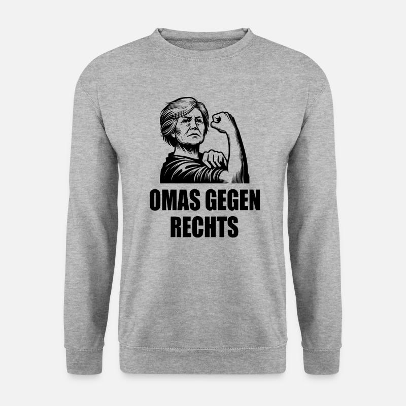 Omas gegen rechts - Unisex Pullover - Weißgrau meliert