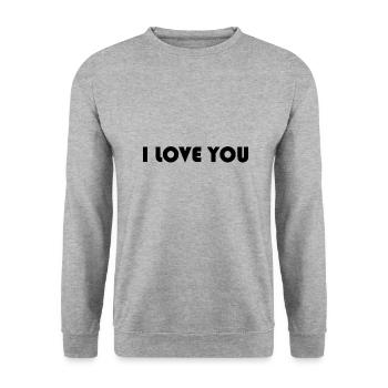 ICH LIEBE DICH. PAAR. ICH HABE GERADE GEHEIRATET. Junggesellinnenabschied. LIEBE - Unisex Pullover - Weißgrau meliert - Vorne - Alina (178cm) & Michal (187cm)