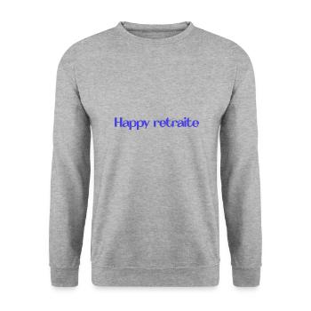 RETIREMENT. HAPPY RETIREMENT. HAPPY RETREAT - Unisex Sweatshirt - salt & pepper - Front - Alina (178cm) & Michal (187cm)