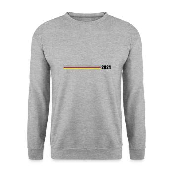 2024 Deutschland Fahne - Unisex Pullover - Weißgrau meliert - Vorne - Alina (178cm) & Michal (187cm)