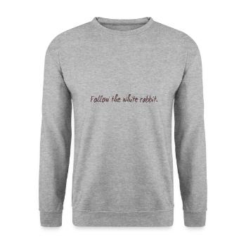 Follow the white rabbit programming gift - Unisex Sweatshirt - salt & pepper - Front - Alina (178cm) & Michal (187cm)