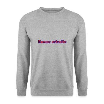 RETRAITE. RETRAITE. RETRAITEE. RETRAITE - Sweat-shirt Unisexe - gris chiné - Devant - Alina (178cm) & Michal (187cm)
