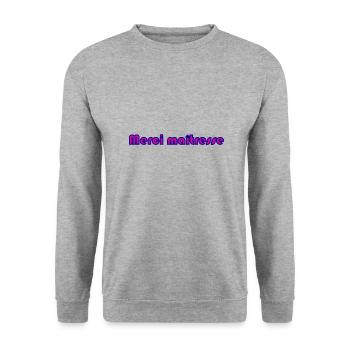 MERCI. MAÎTRESSE. MAÎTRE. MERCI MAÎTRESSE - Sweat-shirt Unisexe - gris chiné - Devant - Alina (178cm) & Michal (187cm)