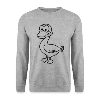 Duck Comic Animal - Unisex Sweatshirt - salt & pepper - Front - Alina (178cm) & Michal (187cm)