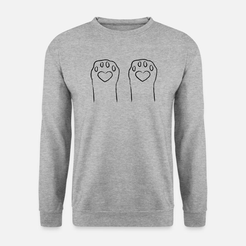 Katzenpfoten - Unisex Pullover - Weißgrau meliert