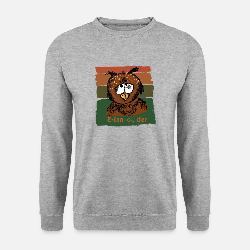 "Elan" - Eule - Unisex Pullover - Weißgrau meliert