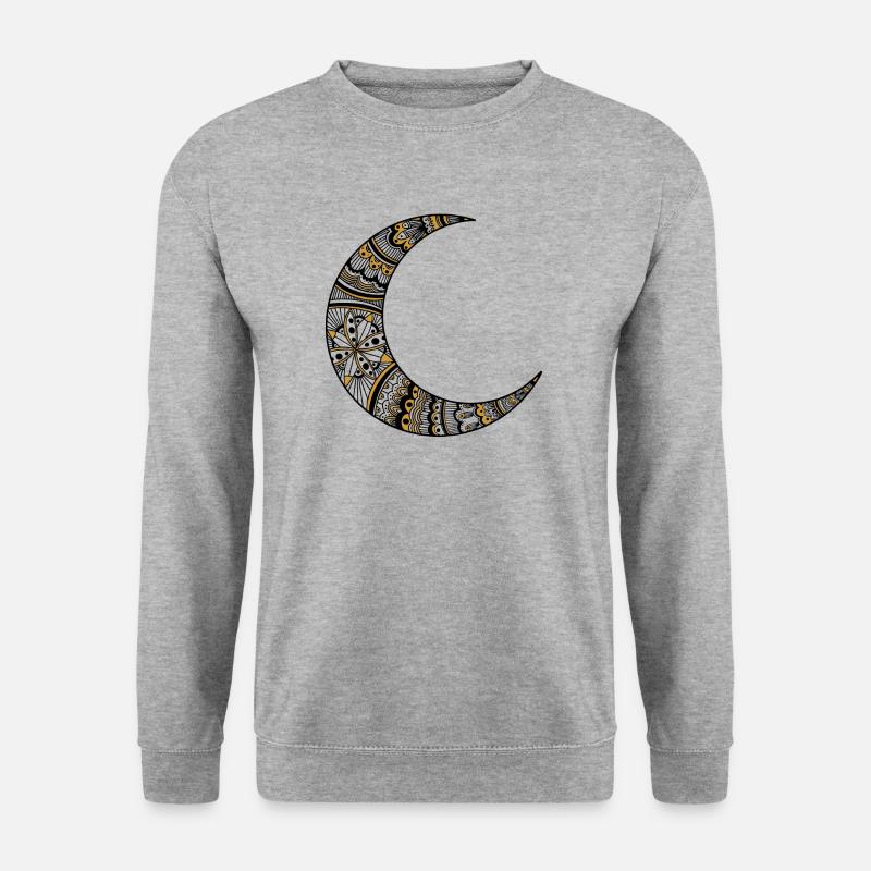 Gold Moon Mandala - Unisex Pullover - Weißgrau meliert