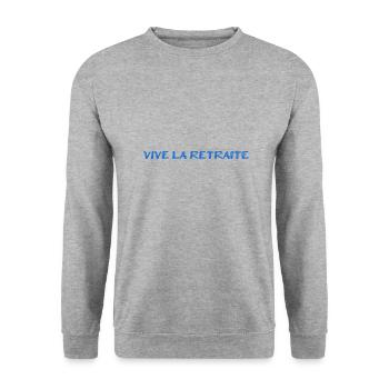 RUHESTAND. RUHESTAND. PENSIONIERT. RUHESTAND - Unisex Pullover - Weißgrau meliert - Vorne - Alina (178cm) & Michal (187cm)