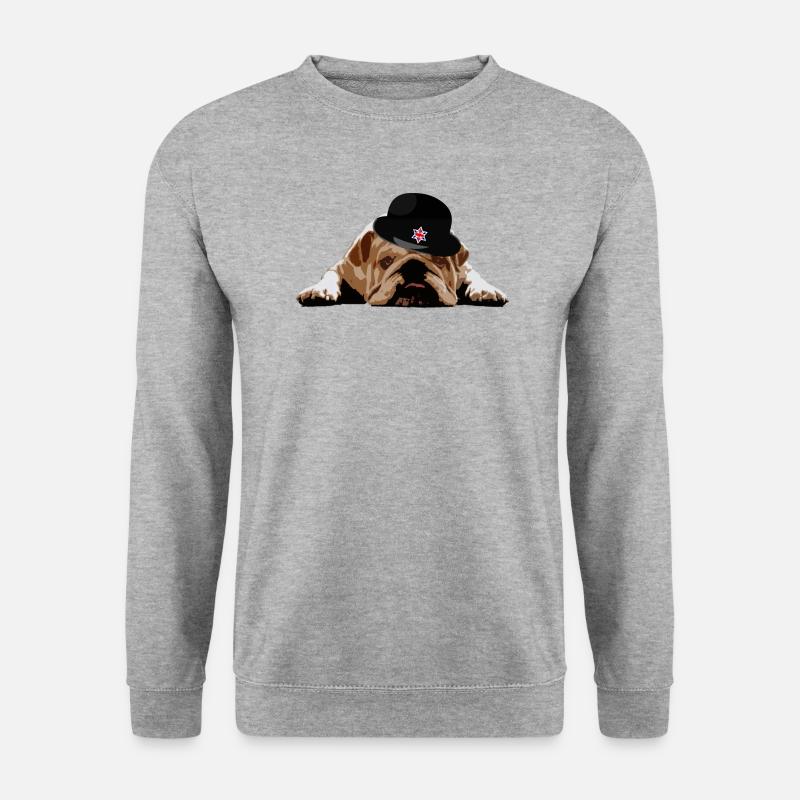 Bulldog hat British - Unisex Pullover - Weißgrau meliert