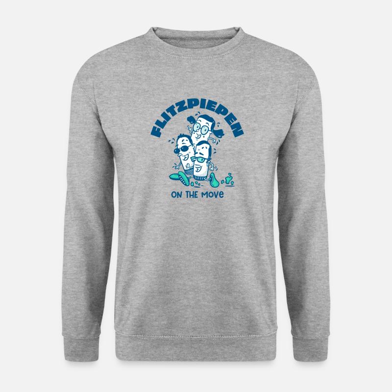 Flitzpiepen on the move -Türkis - Unisex Pullover - Weißgrau meliert