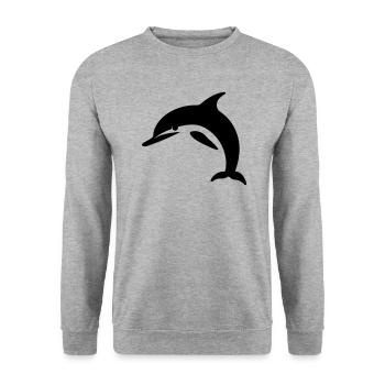 Dolphin - Unisex Sweatshirt - salt & pepper - Front - Alina (178cm) & Michal (187cm)