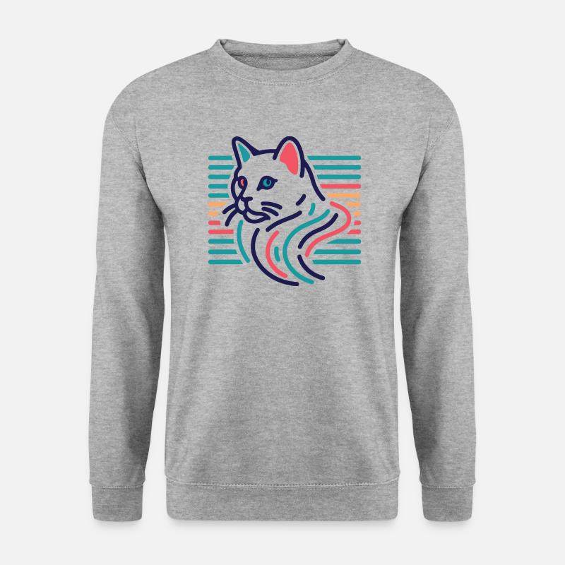 Katzen Vibes aus den 90ern - Unisex Pullover - Weißgrau meliert