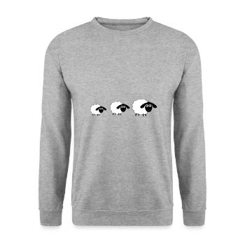 Schafe - Unisex Pullover - Weißgrau meliert - Vorne - Alina (178cm) & Michal (187cm)