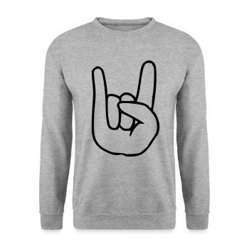 Emoji RocknRoll Croquis noir - Sweat-shirt Unisexe - gris chiné - Devant - Alina (178cm) & Michal (187cm)