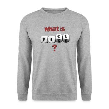 What is fact or fake? - Unisex Pullover - Weißgrau meliert - Vorne - Alina (178cm) & Michal (187cm)