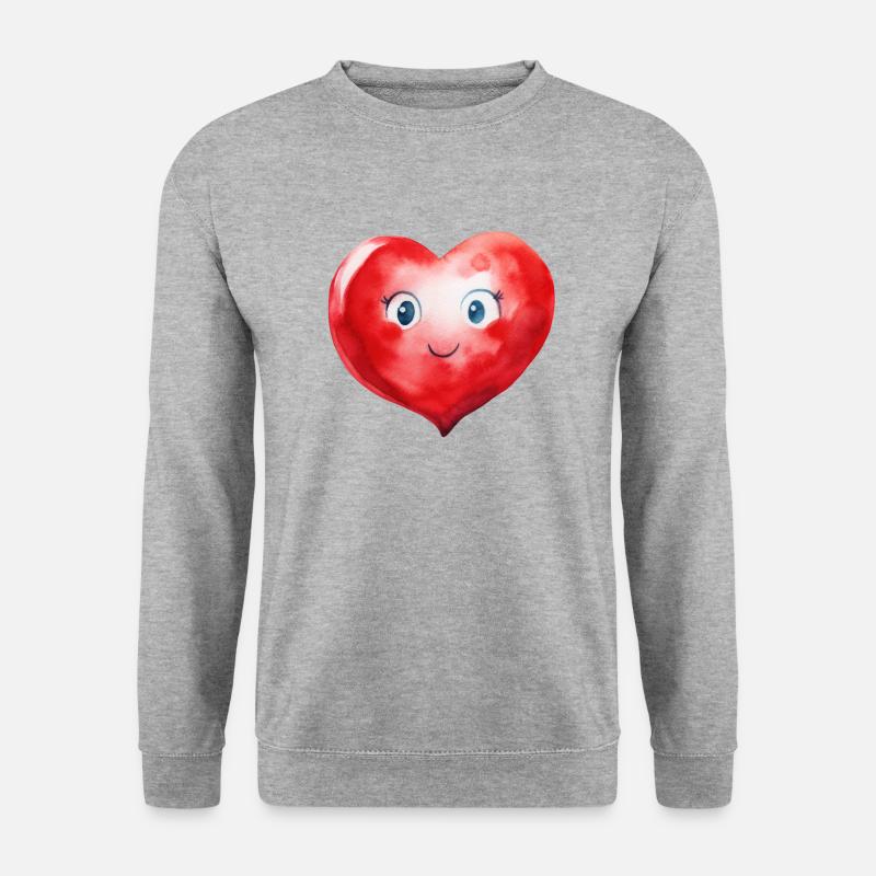 Wasserfarben Herz - Unisex Pullover - Weißgrau meliert
