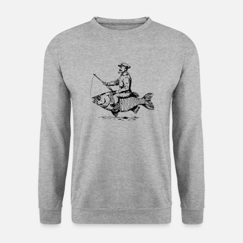 Angler Angeln - Unisex Pullover - Weißgrau meliert
