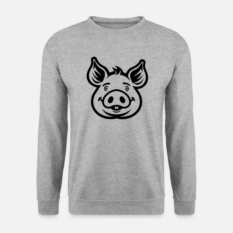 Schwein Schweinchen - Unisex Pullover - Weißgrau meliert