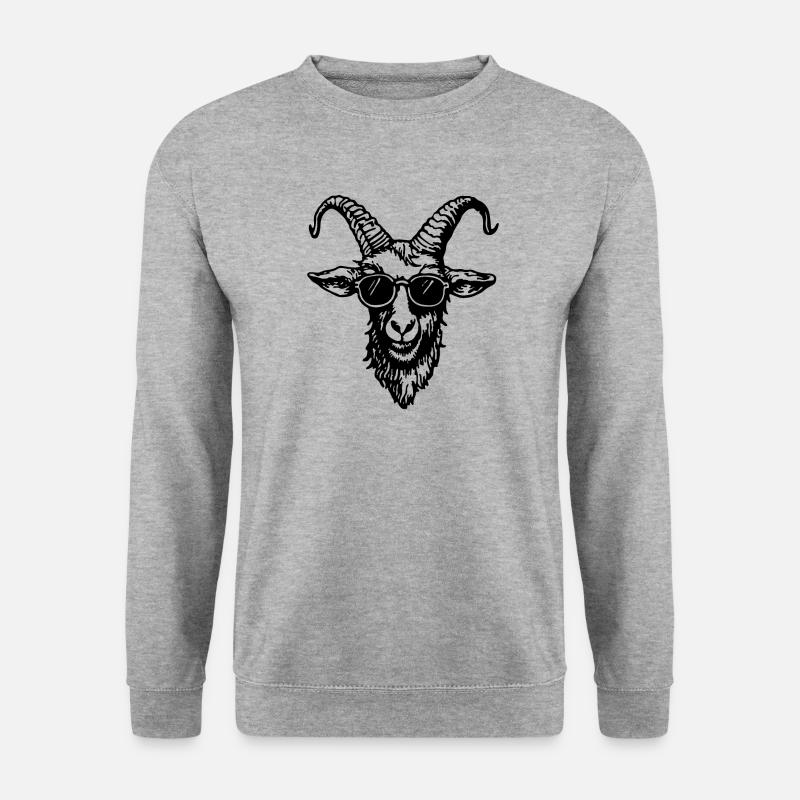 Ziege Steinbock Ziegenbock - Unisex Pullover - Weißgrau meliert