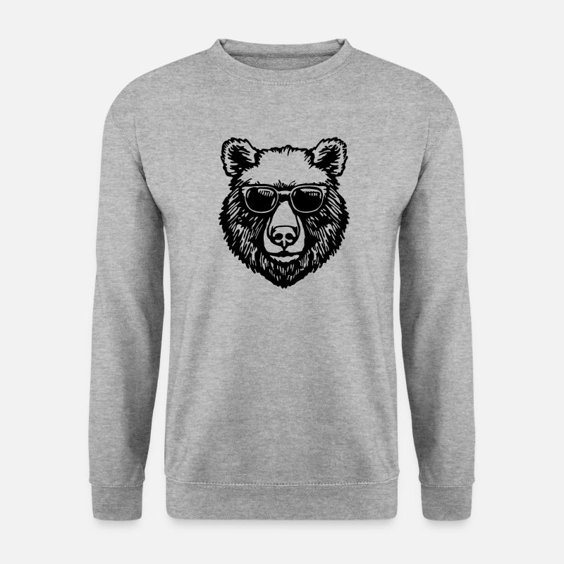 Bär - Unisex Pullover - Weißgrau meliert
