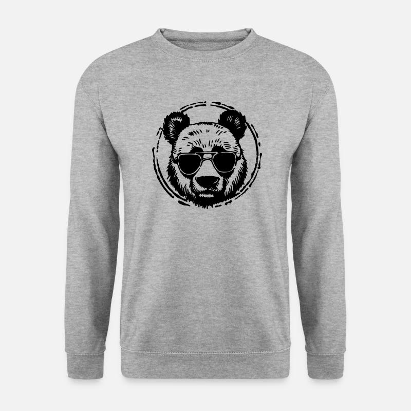 Panda Pandabär - Unisex Pullover - Weißgrau meliert