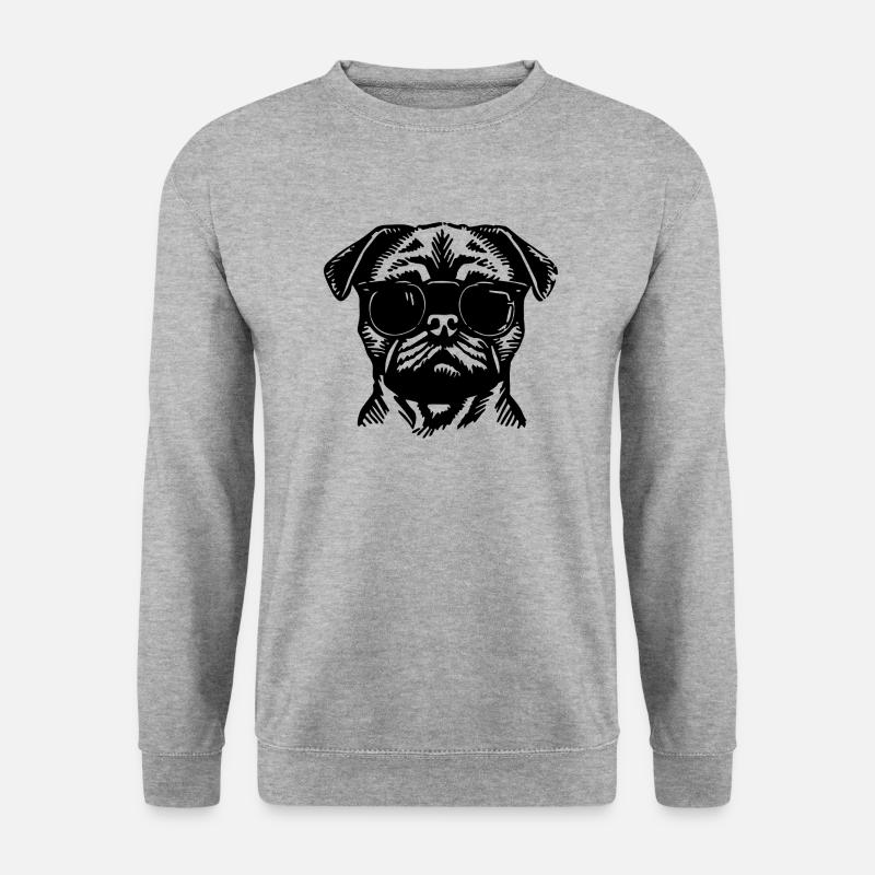 Mops Hund - Unisex Pullover - Weißgrau meliert