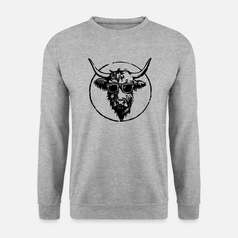 Highland Kuh - Unisex Pullover - Weißgrau meliert